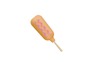 corn dog icon 3d illustration render