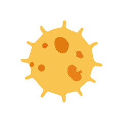 A simple, stylized illustration of a yellow, spiky, and spotted cell.