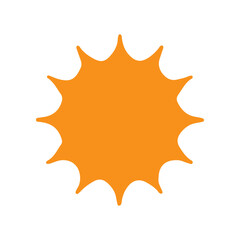 Stylized orange sunburst, radiant, simple design, graphic element.