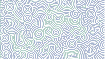 Abstract seamless pattern with circles spirals and geometric shapes in light blue and green colors