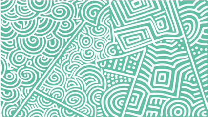 Abstract background with triangles containing circles squares and dots in mint and white color scheme