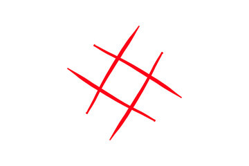 Abstract red hash grid hand-drawn lines for design accents and posters