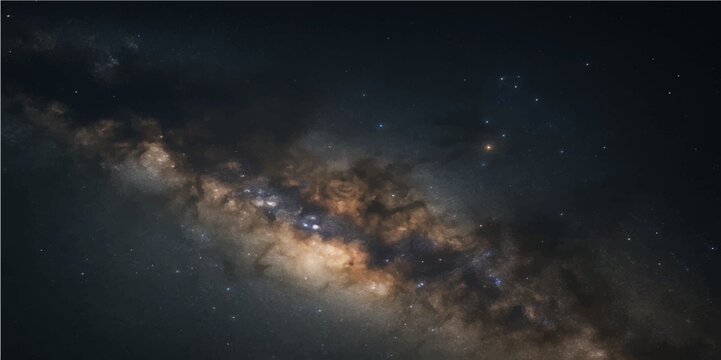 Celestial Canvas: A breathtaking panorama of the Milky Way galaxy, an awe-inspiring spectacle. This image encapsulates the profound beauty and mystery of the cosmos.