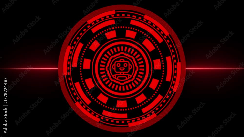 Poster futuristic red hud interface animation on black background,abstract red hud radar scanning effect an