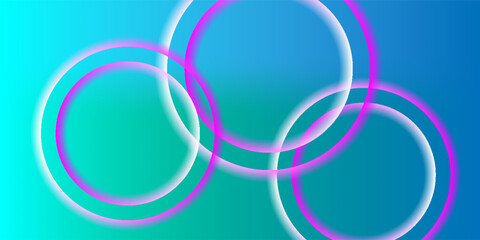 Vibrant abstract background neon rings over a blue and teal gradient backdrop. Bright, colorful, and futuristic design perfect for modern digital art and graphic projects. eps10.