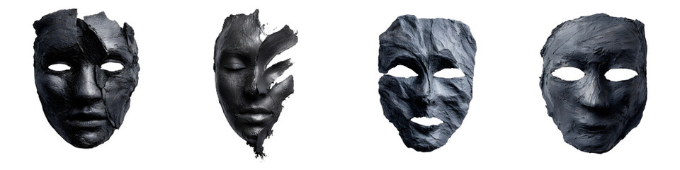 Abstract Broken Masks: Dark and Mysterious Conceptual Art