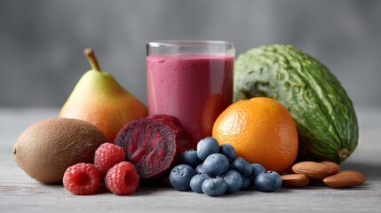 Vibrant and refreshing detox smoothie made with fresh fruits and vegetables offers a healthy and nutritious way to cleanse and revitalize promoting overall well being