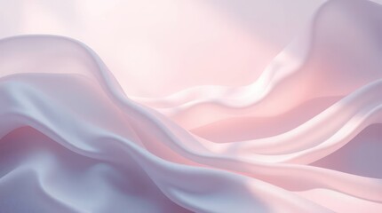 Soft pastel-colored abstract fabric waves with smooth flowing motion, elegant and modern background for fashion, technology, or beauty themes