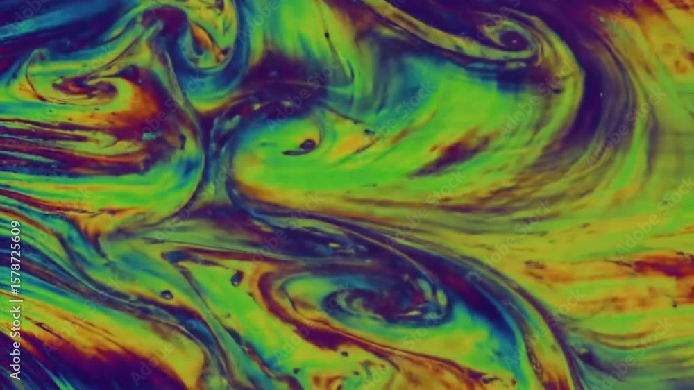 Poster mesmerizing abstract liquid swirls with vibrant colors creating a psychedelic effect