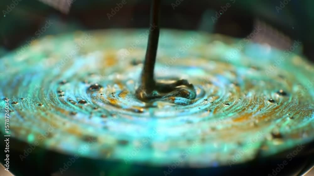 Aufkleber mesmerizing abstract macro shot of a flowing liquid with vibrant colors and swirls