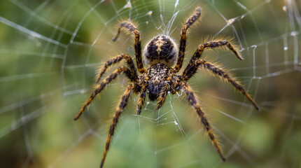 Obraz premium Close-up of a spider in a web.