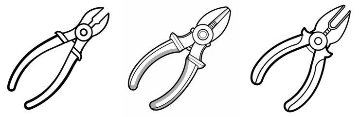 Pliers Coloring Book Page - Outline Design
