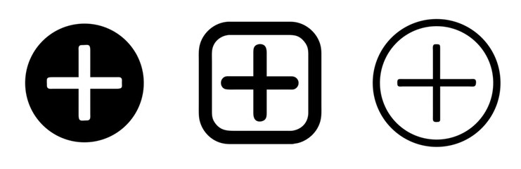 Obraz premium Plus Icon - Simple Line Art Symbol