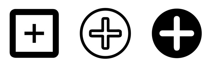 Obraz premium Plus Icon - Simple Line Art Symbol