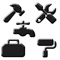 3d black Tools icon vector illustration