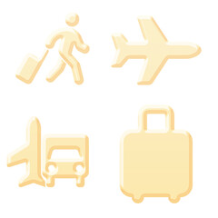 3D Cream color airport icons set