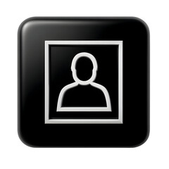 Black Square Profile Icon with White Outline