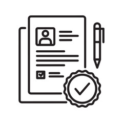 Approved Resume Document Icon with Personal Profile and Checkmark