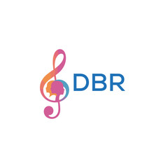 DBR “Creative music logo with human silhouettes and treble clef in gradient colors, DBR Later Logo, modern artistic design isolated on white background”
