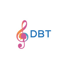 Fototapeta premium DBT “Creative music logo with human silhouettes and treble clef in gradient colors, DBT Later Logo, modern artistic design isolated on white background” 