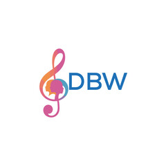 Fototapeta premium DBW “Colorful music logo with human faces and treble clef design” DBW Later Logo, “Creative music academy logo with silhouette heads and notes” 