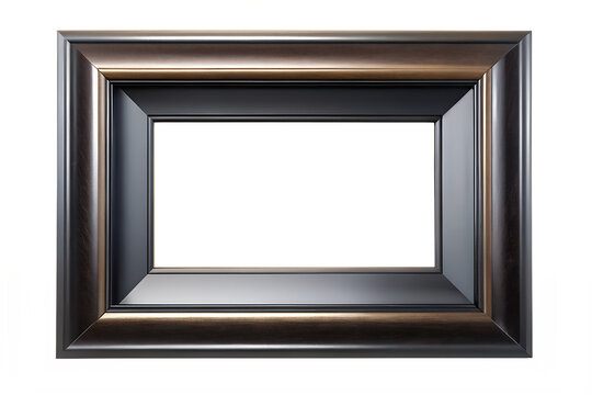 Naklejki Gold ornate antique wooden picture frame on a white background