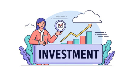 Investment success businesswoman growth chart financial planning
