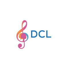 Fototapeta premium DCL “Colorful music logo with human faces and treble clef design” DCL Later Logo, “Creative music academy logo with silhouette heads and notes” 