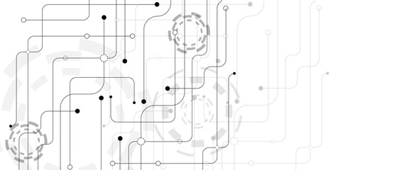 Vector abstract technology on a white background. Technology black circuit diagram.