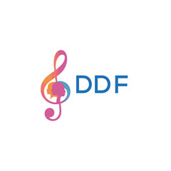 Fototapeta premium DDF “Colorful music logo with human faces and treble clef design” DDF Later Logo, “Creative music academy logo with silhouette heads and notes” 