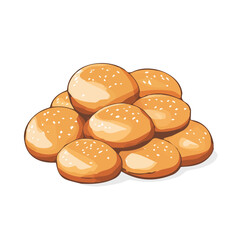 Minimalistic 2D flat icon featuring a burger buns bunch, clean vector design, simple illustration style, isolated on a white background, modern element in vector and EPS format.