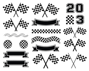 Motorsport racing stripe designs with checkered flags, finish lines, and dynamic speed lines for car decals, wrap graphics, and automotive competition visuals