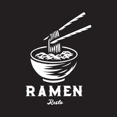Vintage illustration of a bowl of ramen