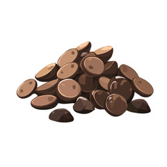 Minimalistic 2D flat icon featuring a chocolate chip, clean vector design, simple illustration style, isolated on a white background, modern element in vector and EPS format. Simple design