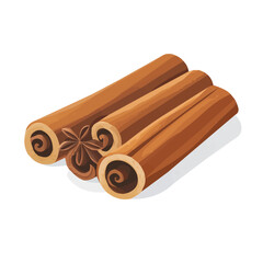 Minimalistic 2D flat icon featuring a cinnamon stick, clean vector design, simple illustration style, isolated on a white background, modern element in vector and EPS format. simple design