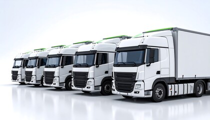 Several white trucks lined up