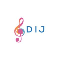 DIJ &ldquo;Creative music logo with human silhouettes and treble clef in gradient colors, DIJ Later Logo, modern artistic design isolated on white background&rdquo;
