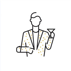 Man holding a cocktail in a sequin jacket concept of New Year  