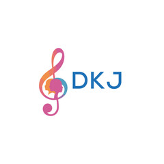 Fototapeta premium DKJ “Creative music logo with human silhouettes and treble clef in gradient colors, DKJ Later Logo, modern artistic design isolated on white background” 