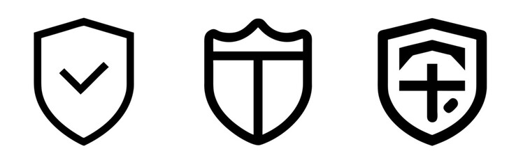 Shield Icon - Outline Vector Line Art