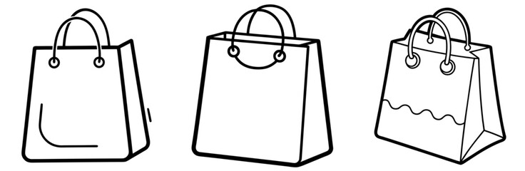Shopping Bag Coloring Book Page - Outline Vector Line Art
