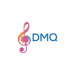 DMQ “Creative music logo with human silhouettes and treble clef in gradient colors, DMQ Later Logo, modern artistic design isolated on white background”
