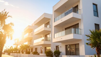 Modern Luxury Apartments at Sunset.