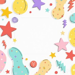 Playful Abstract Background with Stars and Shapes