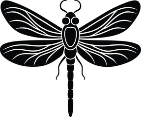 Beautiful Black Dragonfly Vector Illustration Silhouette
