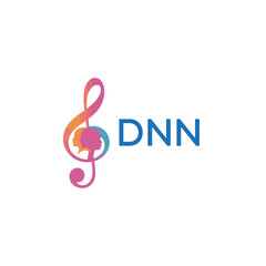 DNN “Creative music logo with human silhouettes and treble clef in gradient colors, DNN Later Logo, modern artistic design isolated on white background”
