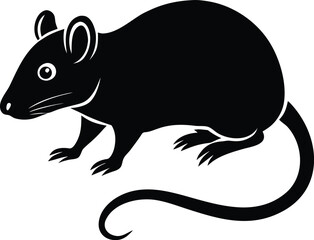 Beautiful Black Rat Vector Illustration Silhouette
