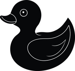 Beautiful Black Rubber Duck Vector Illustration Silhouette
