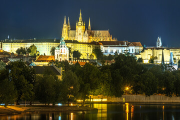 beatiful cityscape of an old Prague tonight