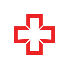 Fototapeta premium Bold red cross logo, ideal for medical services, emergency kits, and clinics